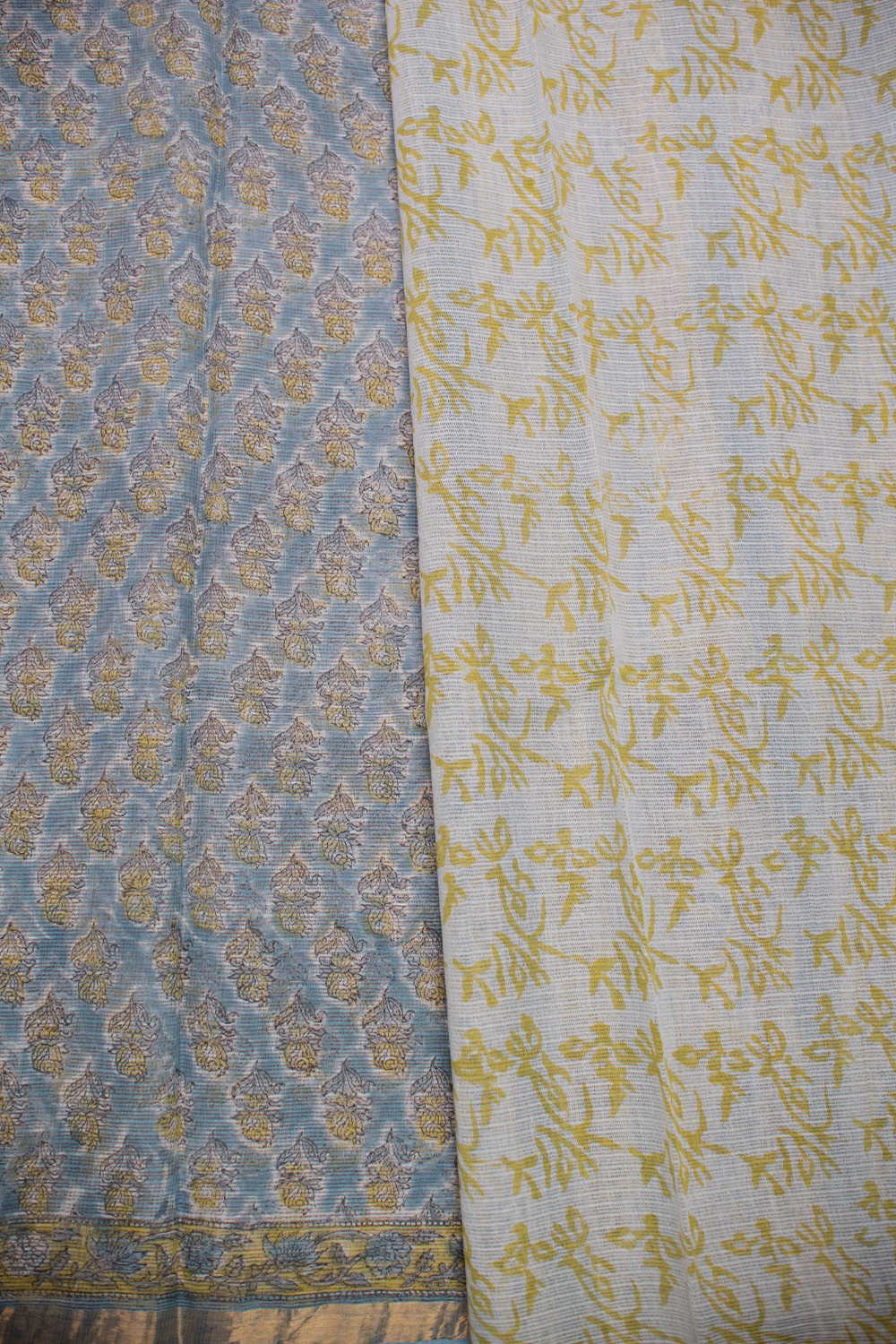 Subtle Ble Zari Border Kota Cotton Saree - Image 4