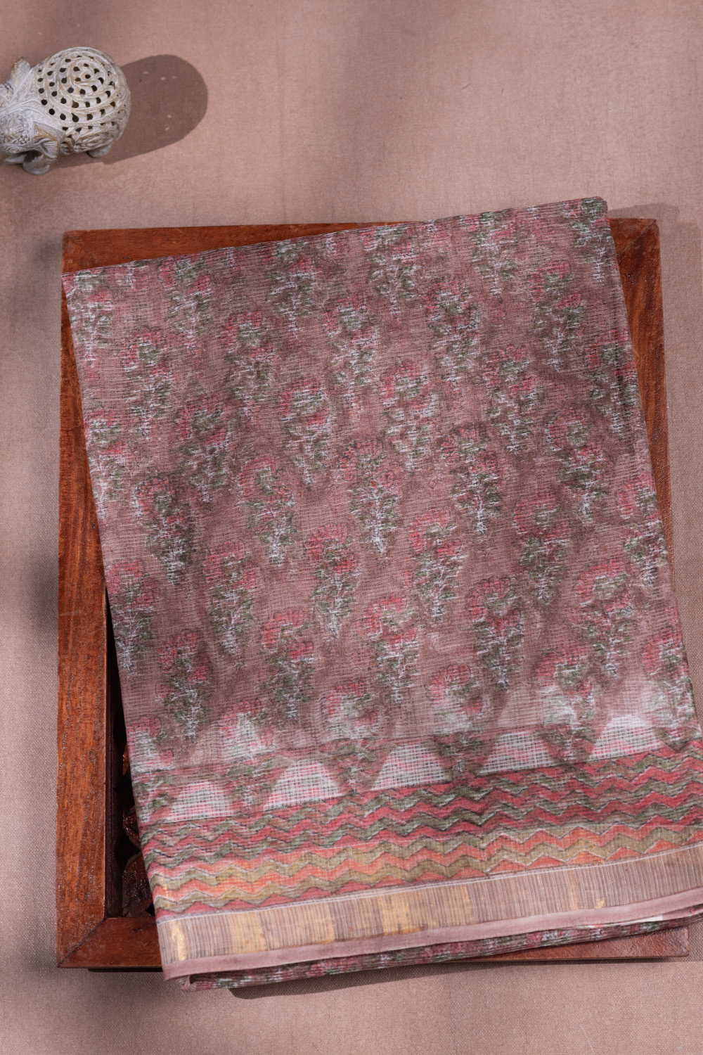 Rusted Purple Block Printed Kota Cotton saree
