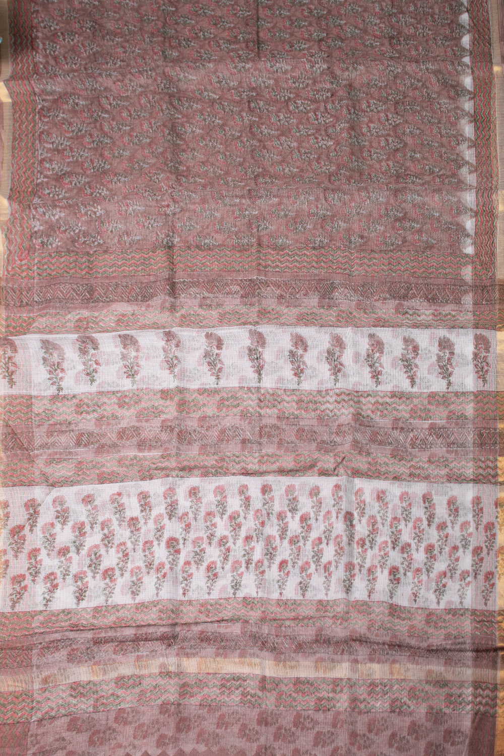 Rusted Purple Block Printed Kota Cotton saree - Image 2