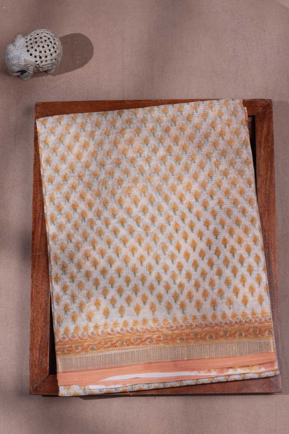 Tiny Motifs on Cream Block Printed Kota Cotton saree