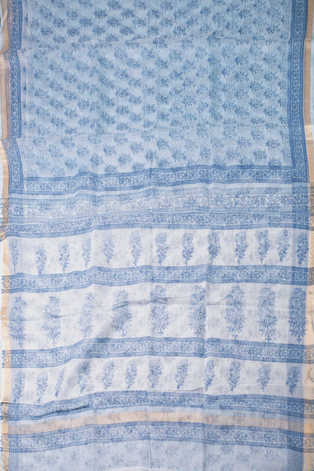 Ruddy Bule Block Printed Kota Cotton saree - Image 2