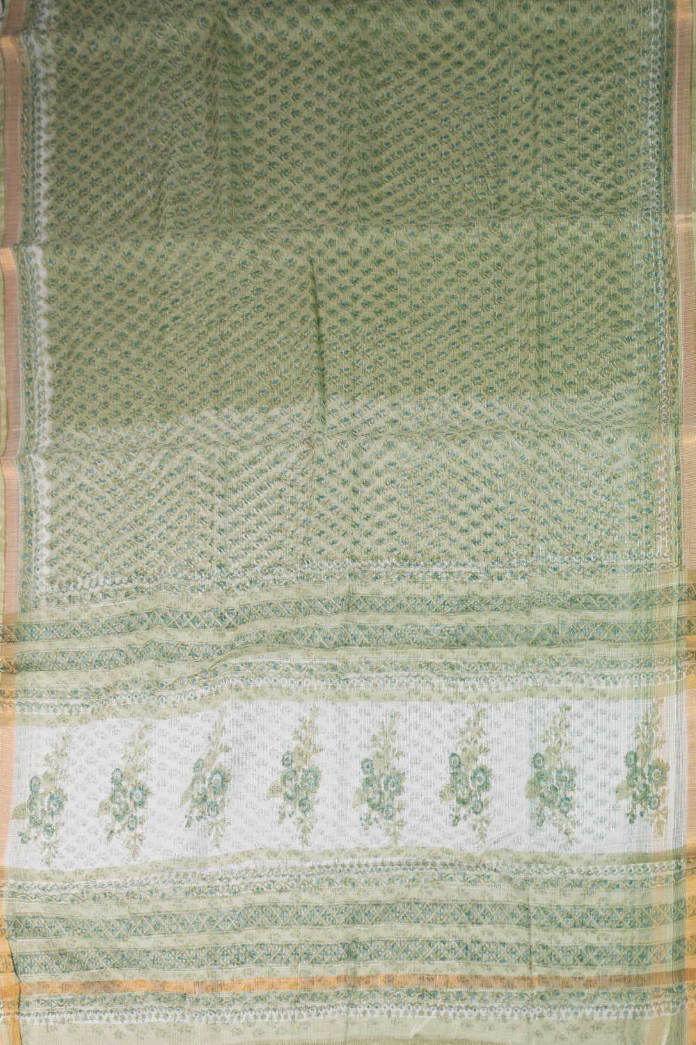 Motifs on Green Block Printed Kota Cotton saree - Image 2