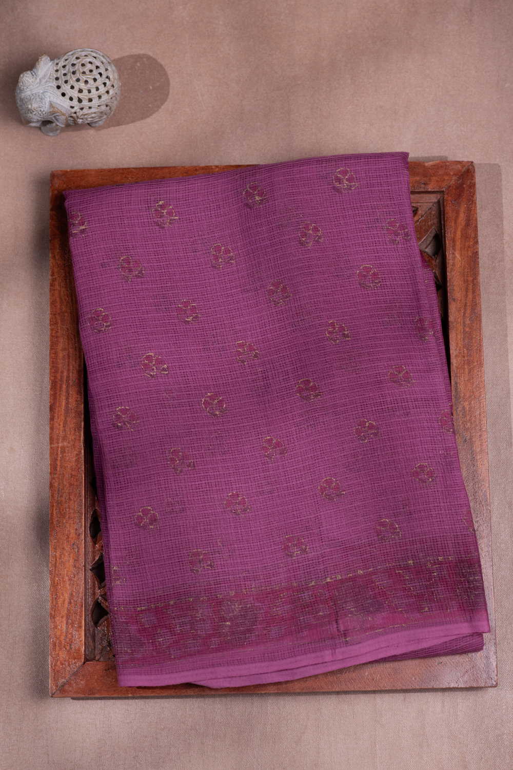 Magenta with muted prints Kota Cotton saree
