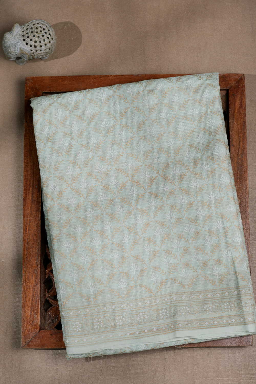 Light green with gold dadi print kota saree