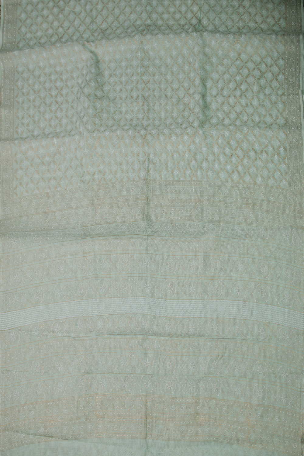 Light green with gold dadi print kota saree - Image 2