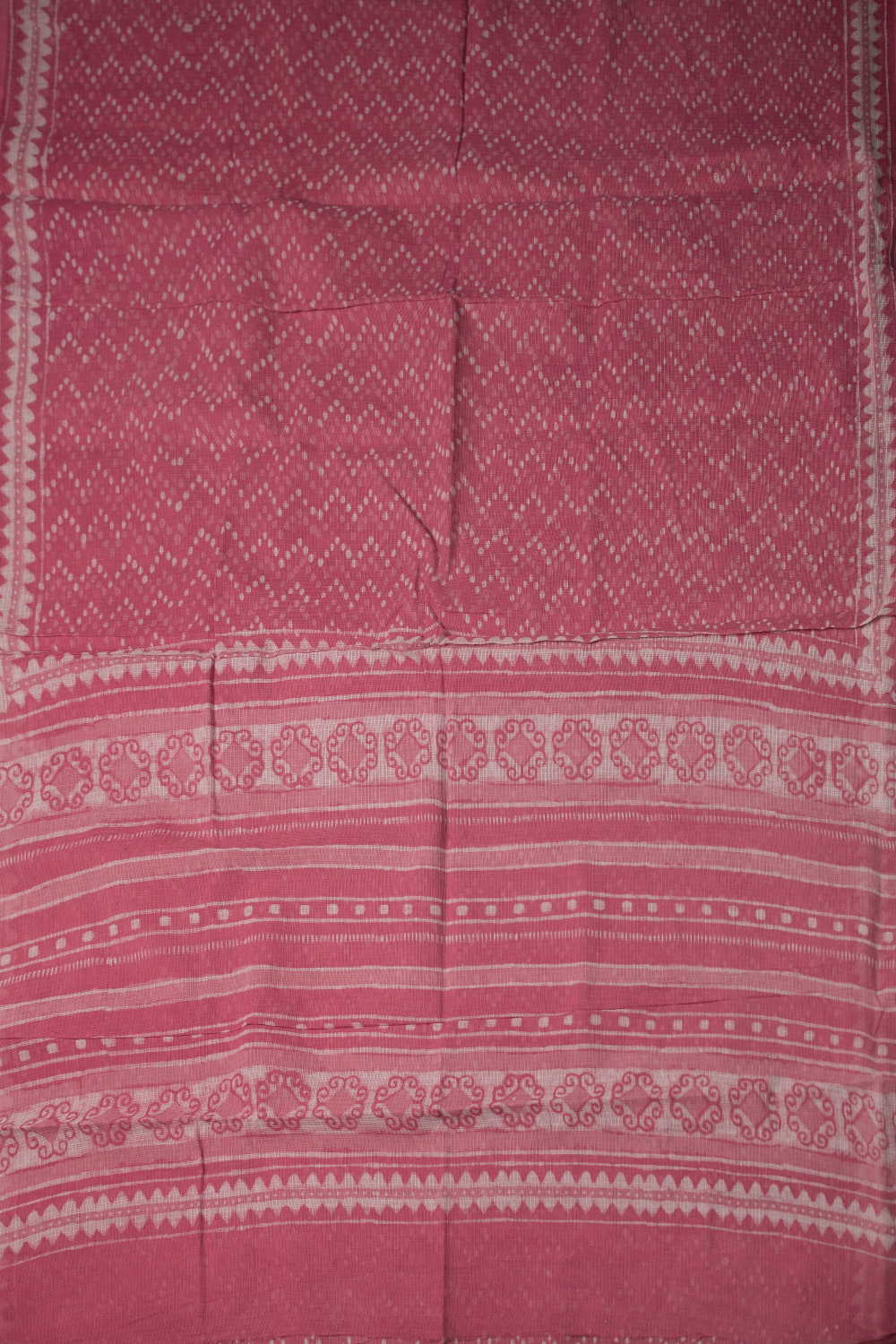 Dotted Chevron - Pink Block Printed Kota Cotton saree - Image 2