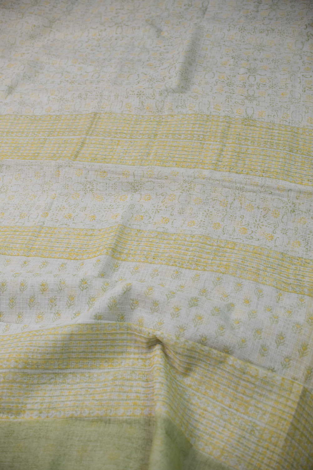 Subtle Cream with green Kota Cotton saree - Image 3