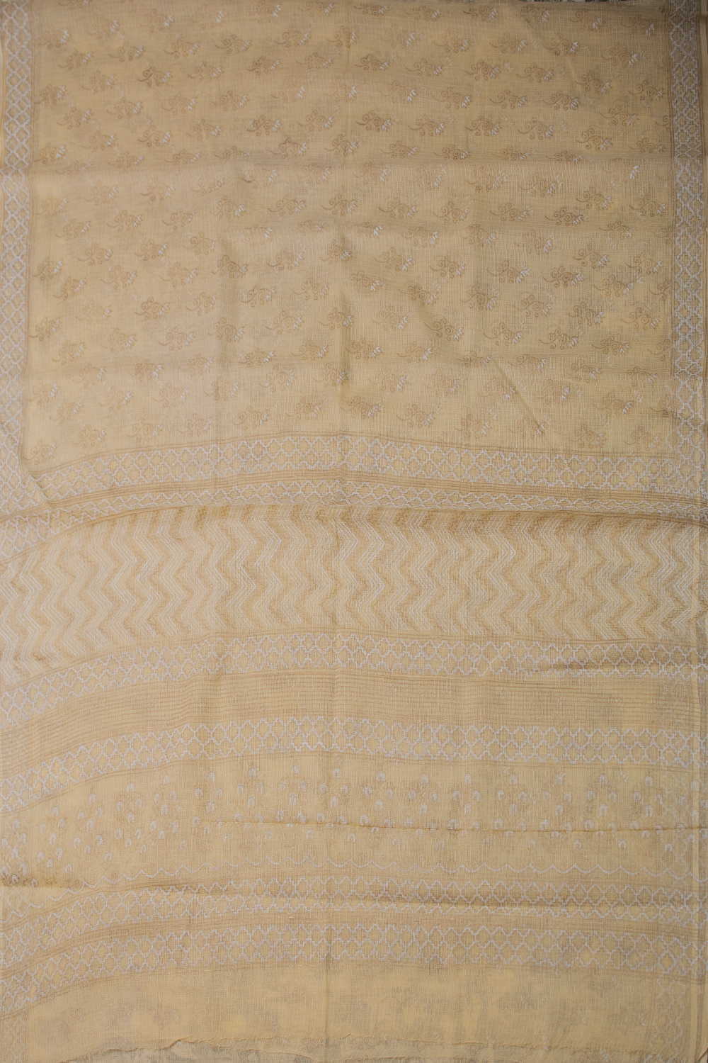 Light Mango Yellow Kadi Print Kota Cotton saree - Image 2
