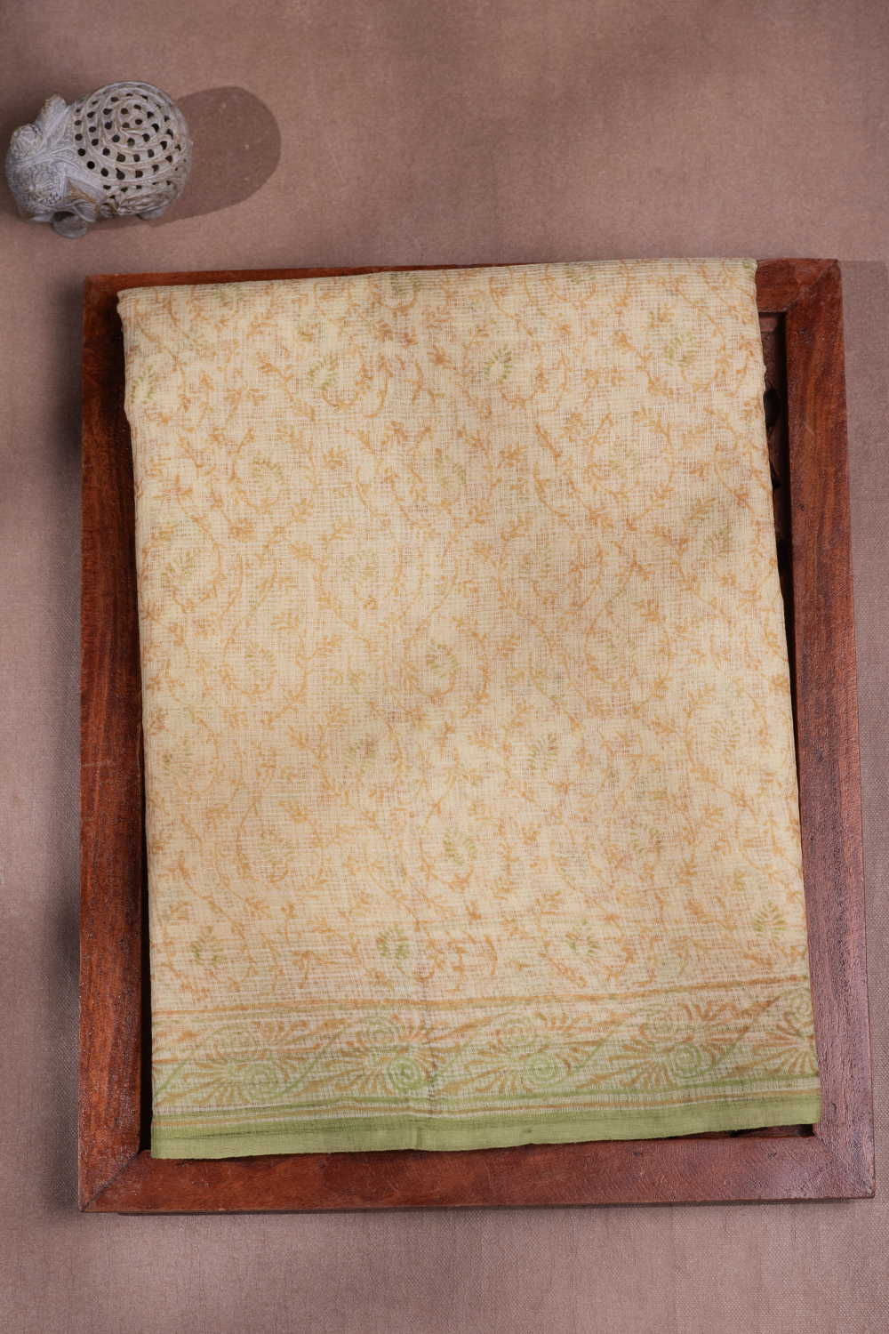 Tendrils in Yellow Block Printed Kota Cotton saree