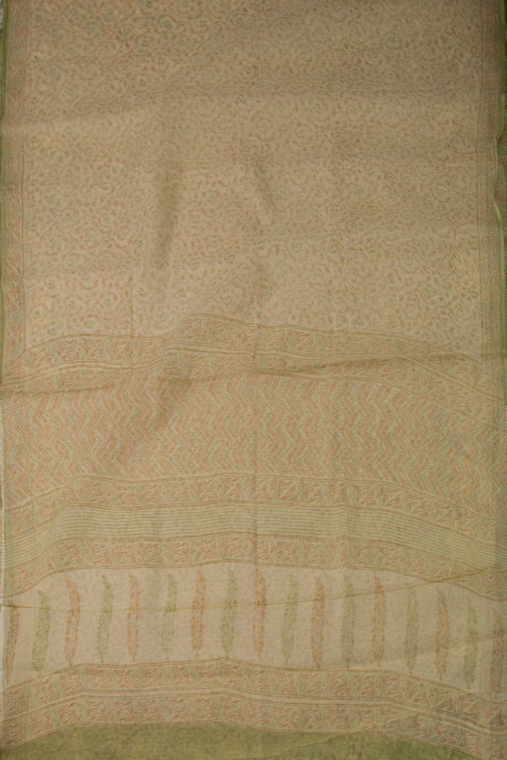 Tendrils in Yellow Block Printed Kota Cotton saree - Image 2