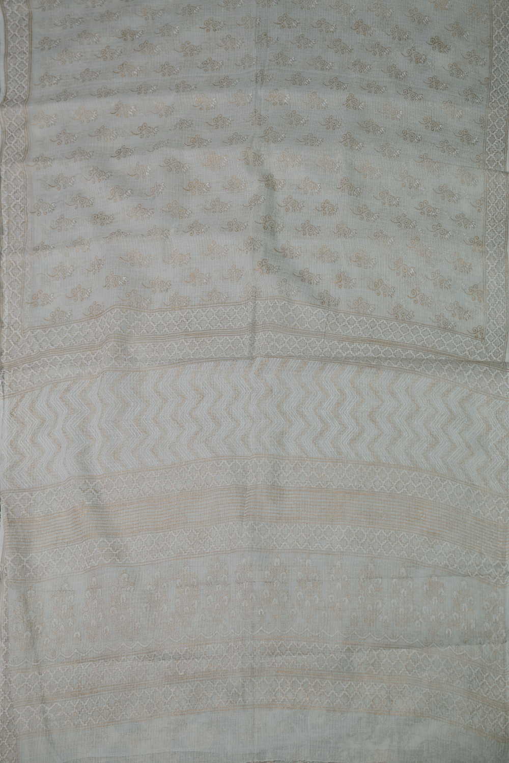 Soft White Kadi Print Kota Cotton saree - Image 2