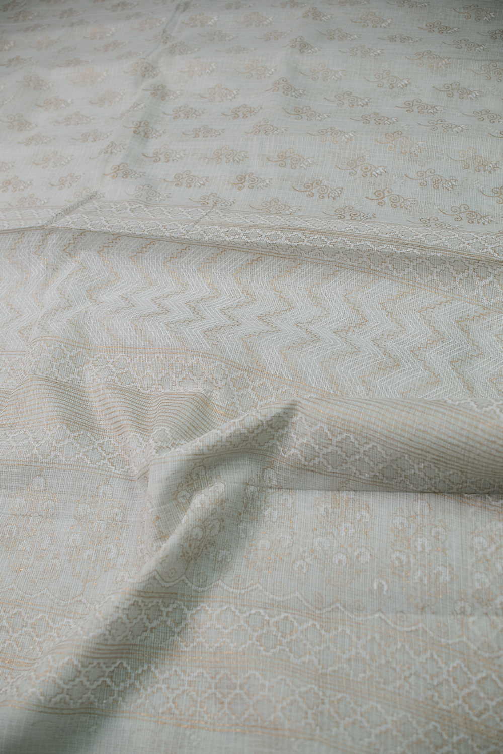 Soft White Kadi Print Kota Cotton saree - Image 3