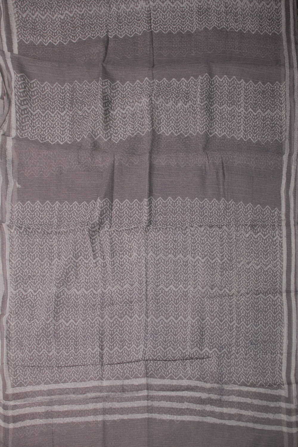 Irregular Grey Block Printed Kota Cotton saree - Image 2