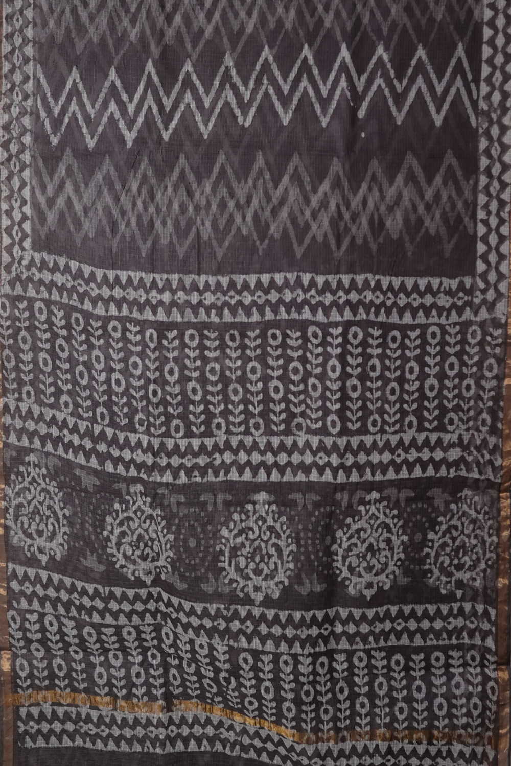 Chevron Design Block Printed Kota Cotton saree - Image 2