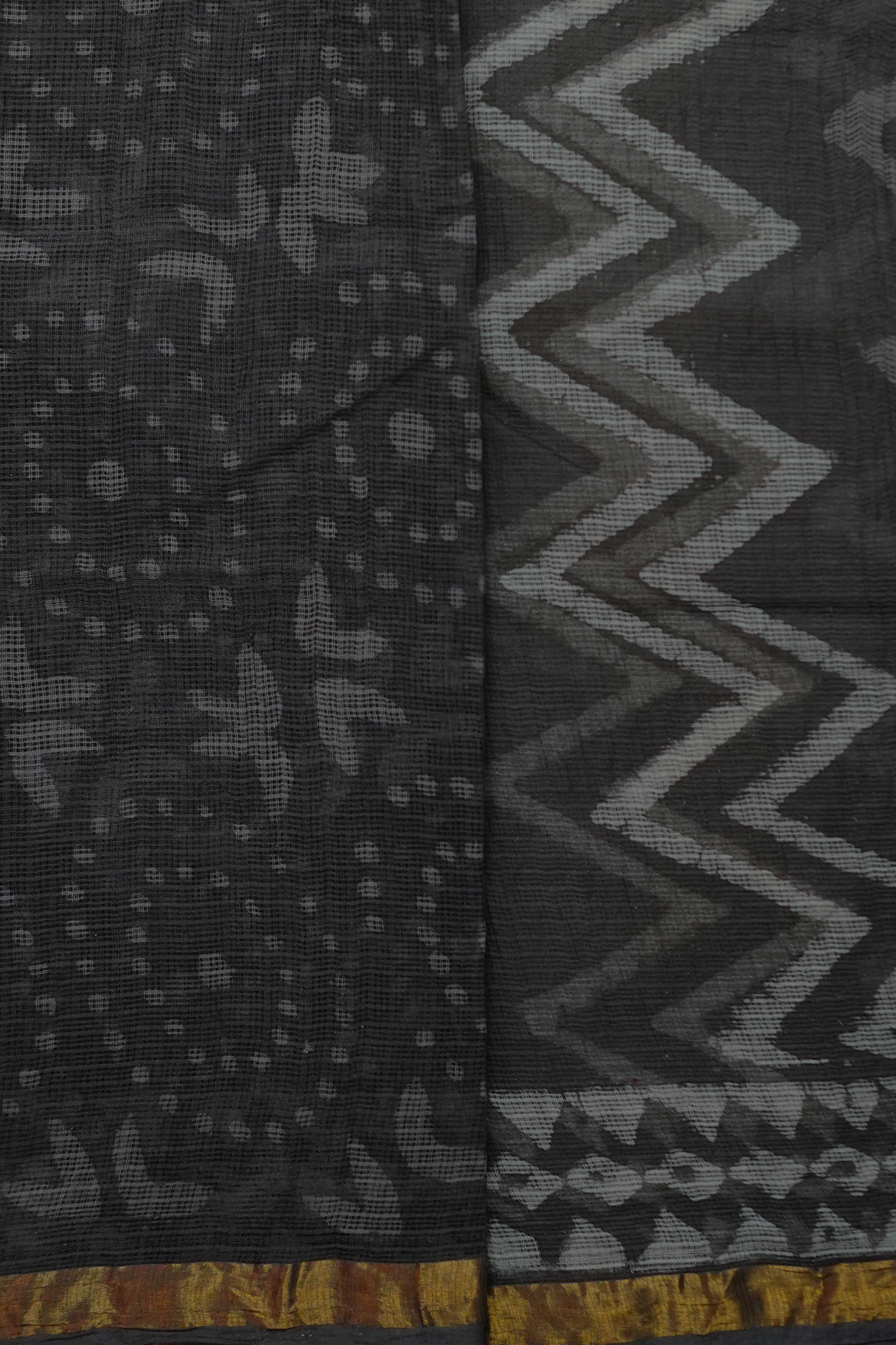Chevron Design Block Printed Kota Cotton saree - Image 4