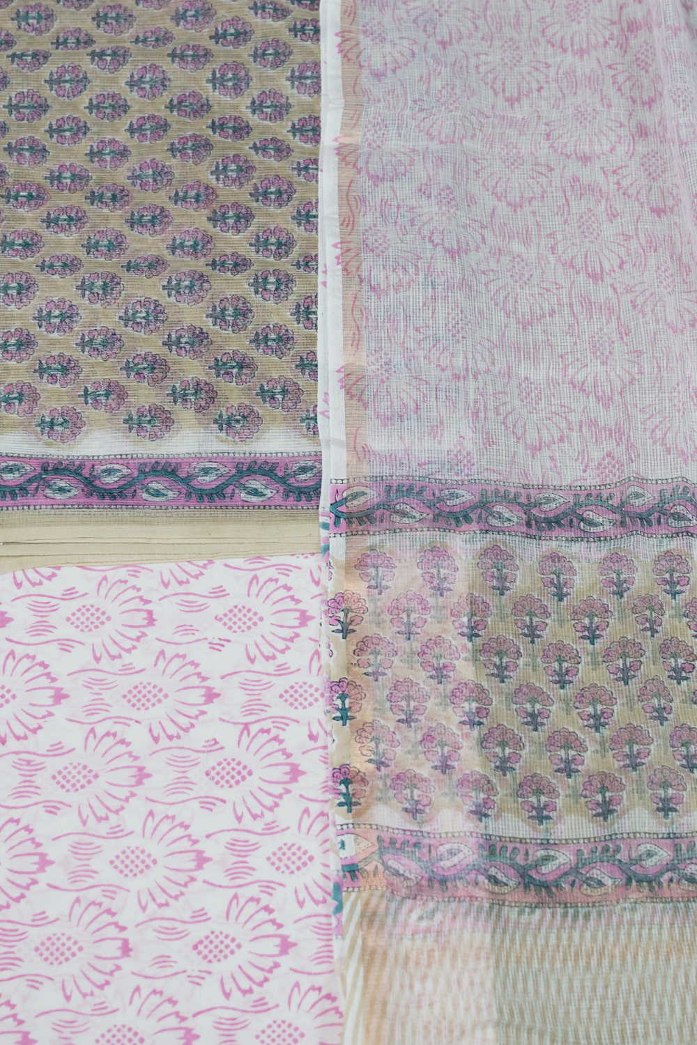 Green Block Printed Kota Cotton Suit - Image 3