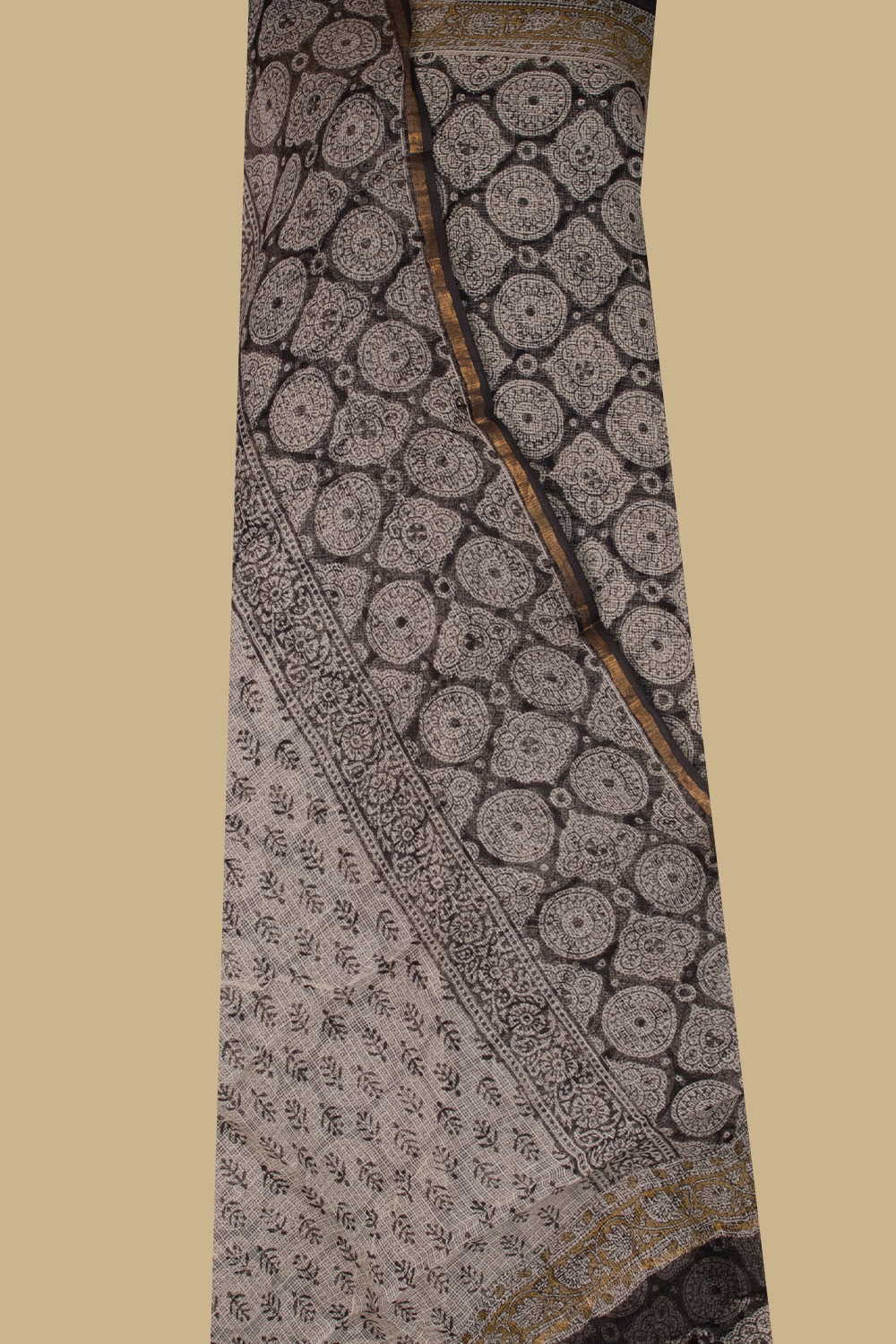 Intricate Black Block Printed Kota Cotton Suit - Image 2