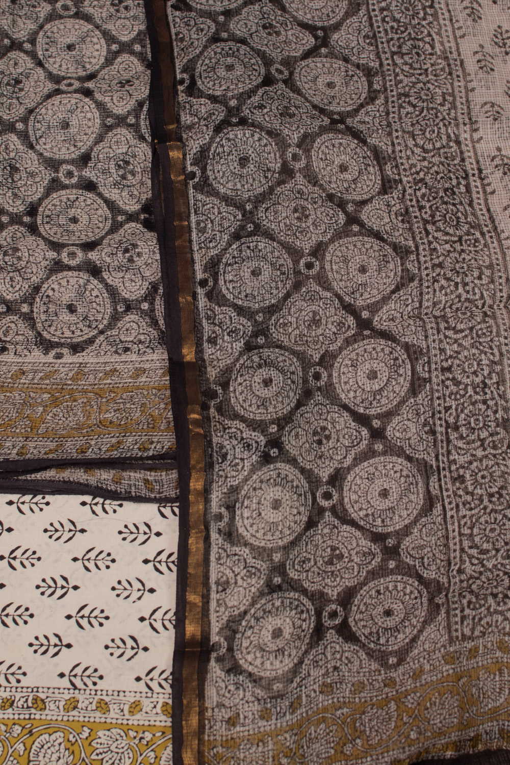 Intricate Black Block Printed Kota Cotton Suit - Image 3