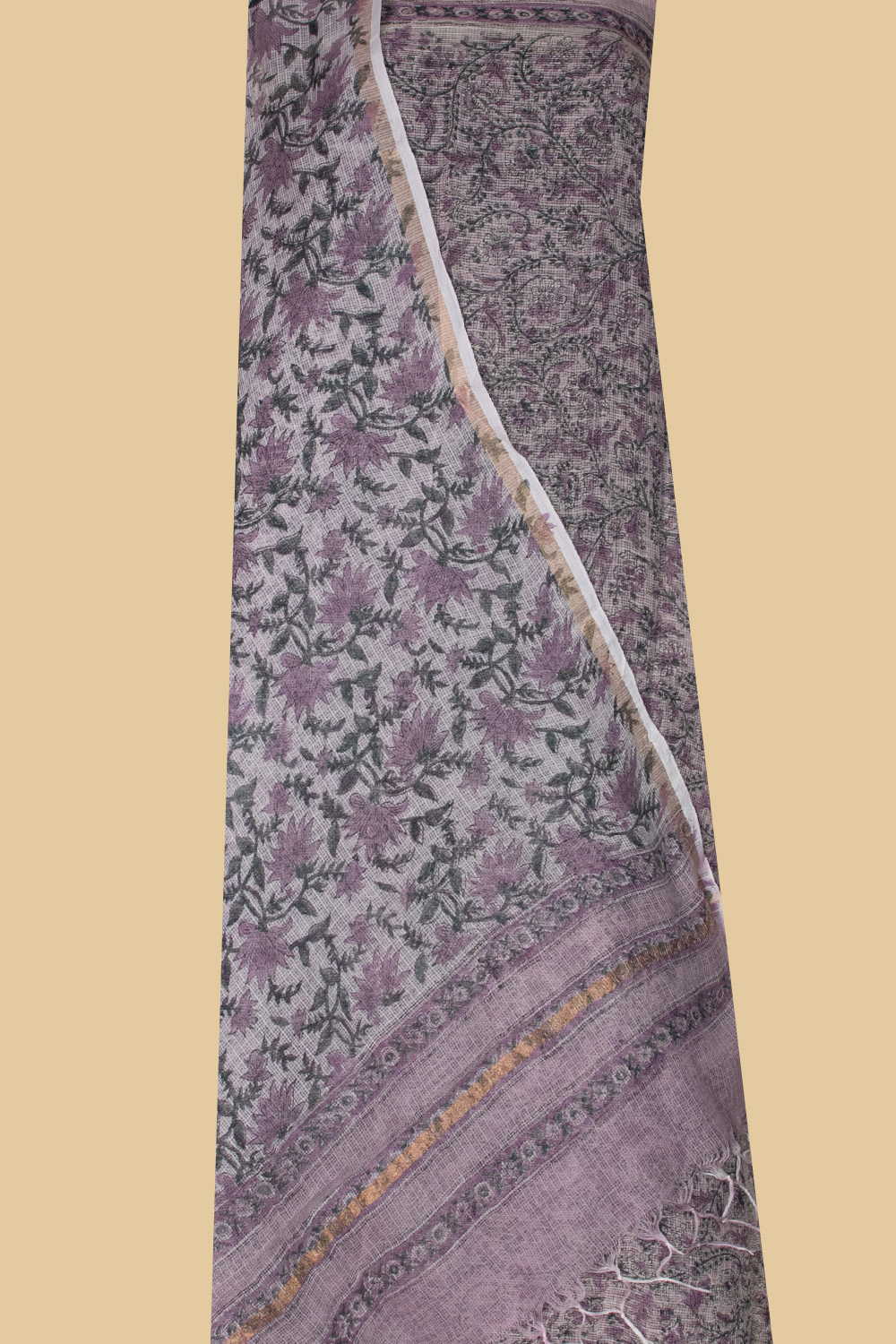Leafy Floral Block Printed Kota Cotton Suit