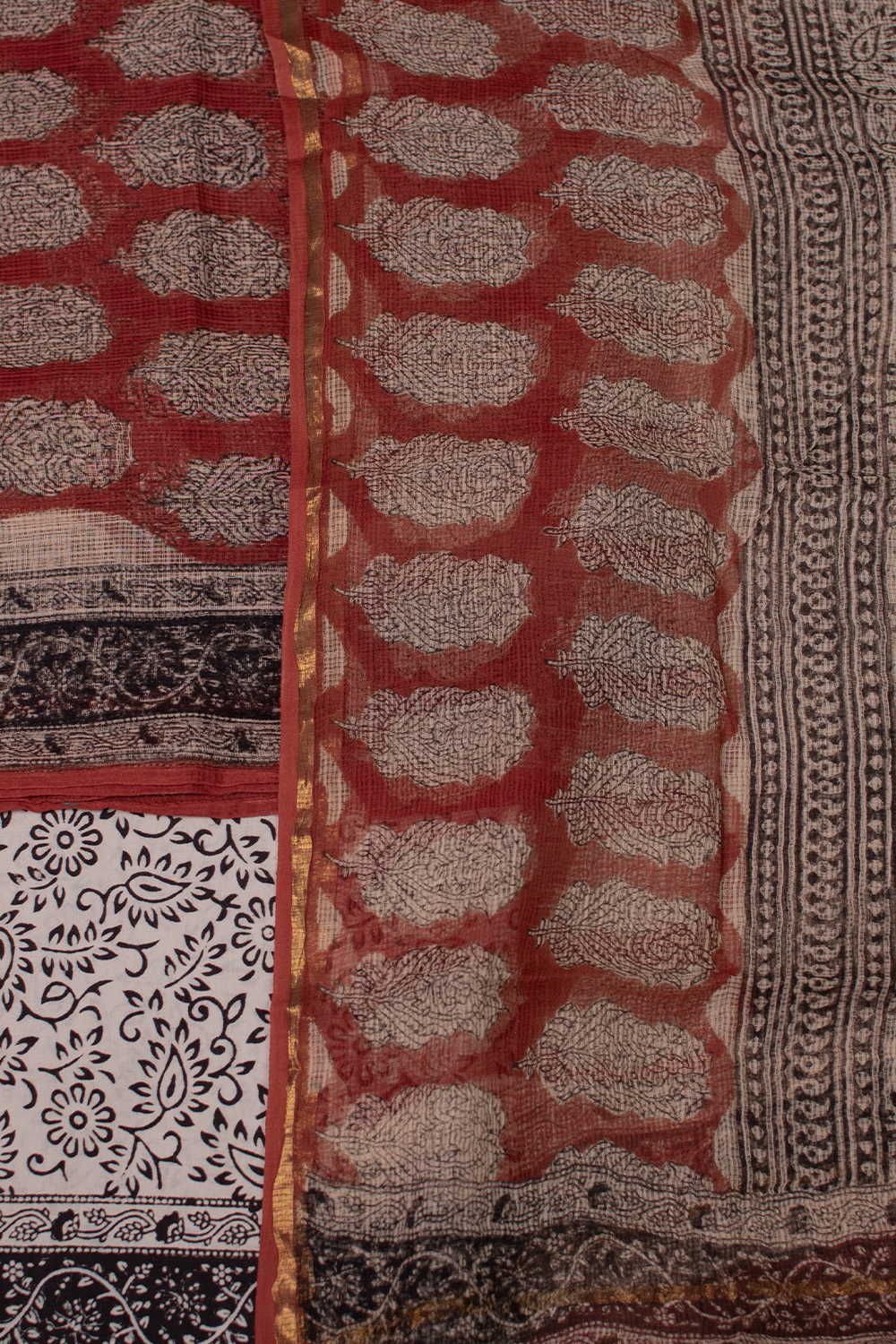 Buttas on Maroon Block Printed Kota Cotton Suit - Image 3