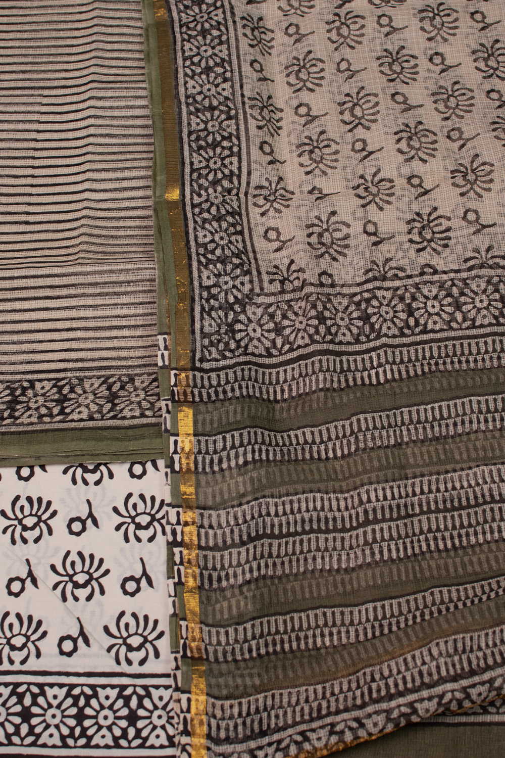 Stripe Pattern Block Printed Kota Cotton Suit - Image 3