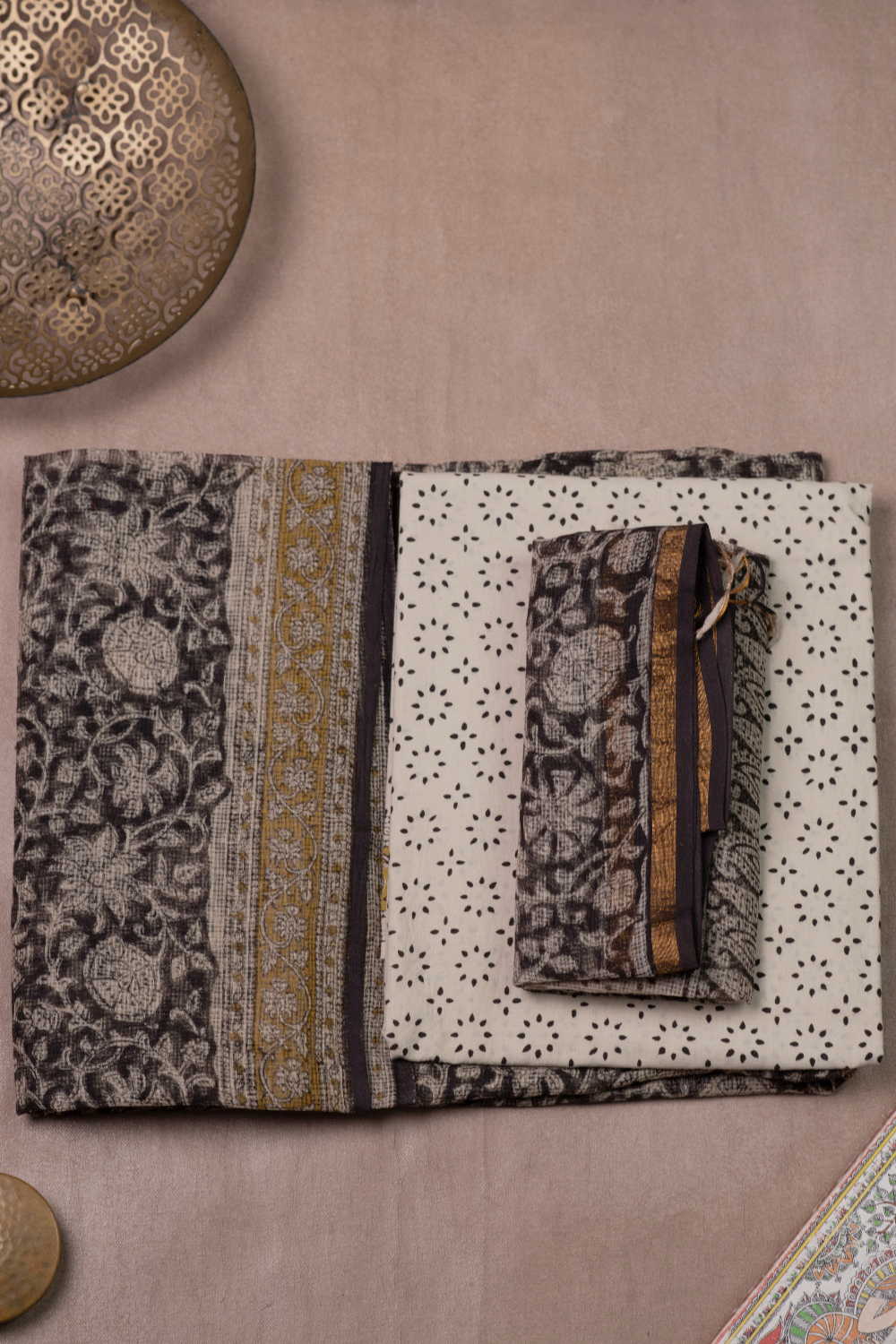 Floral Garden - Black Block Printed Kota Cotton Suit - Image 2