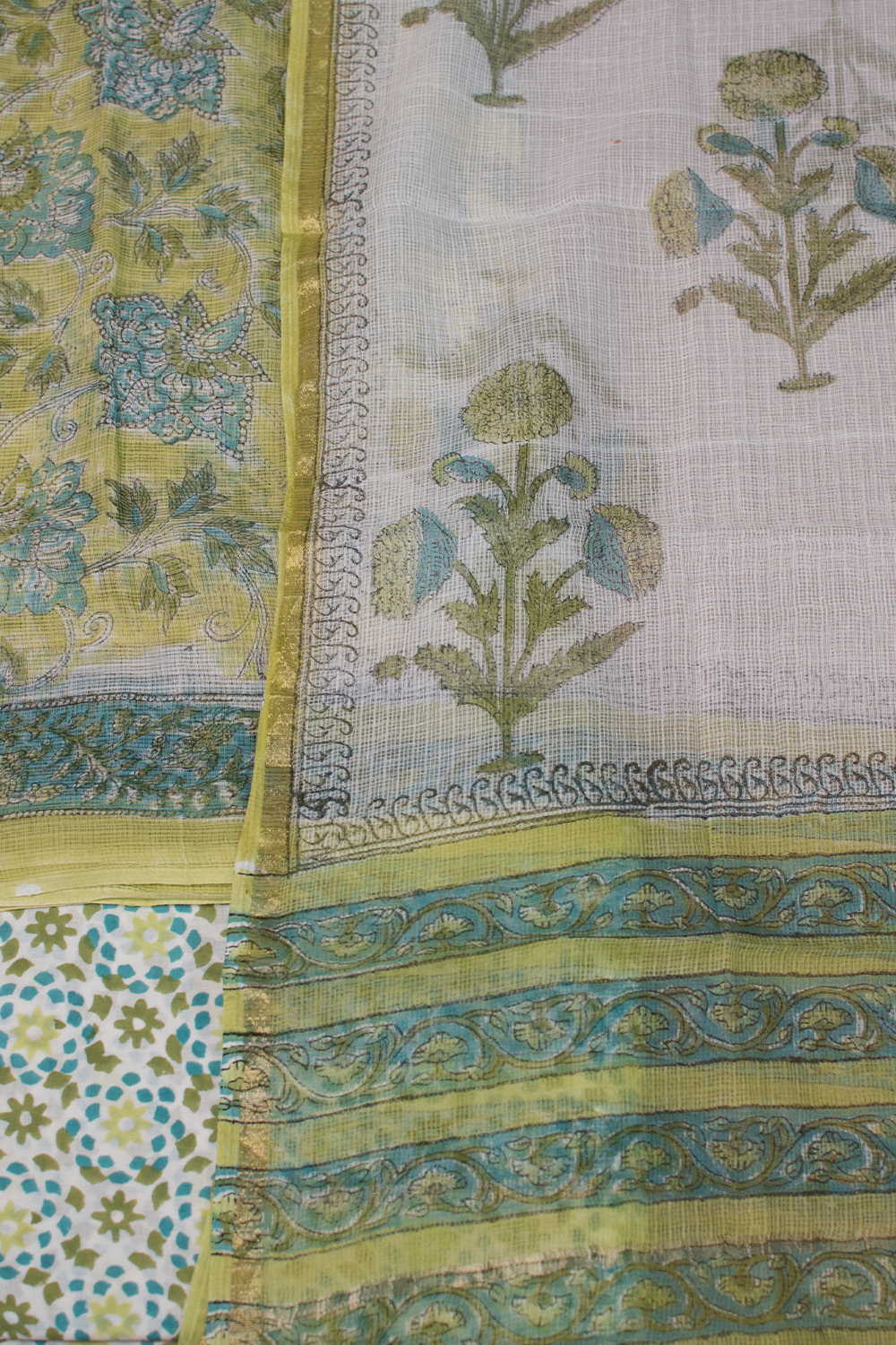 Light Green Block Printed Kota Cotton Suit - Image 3