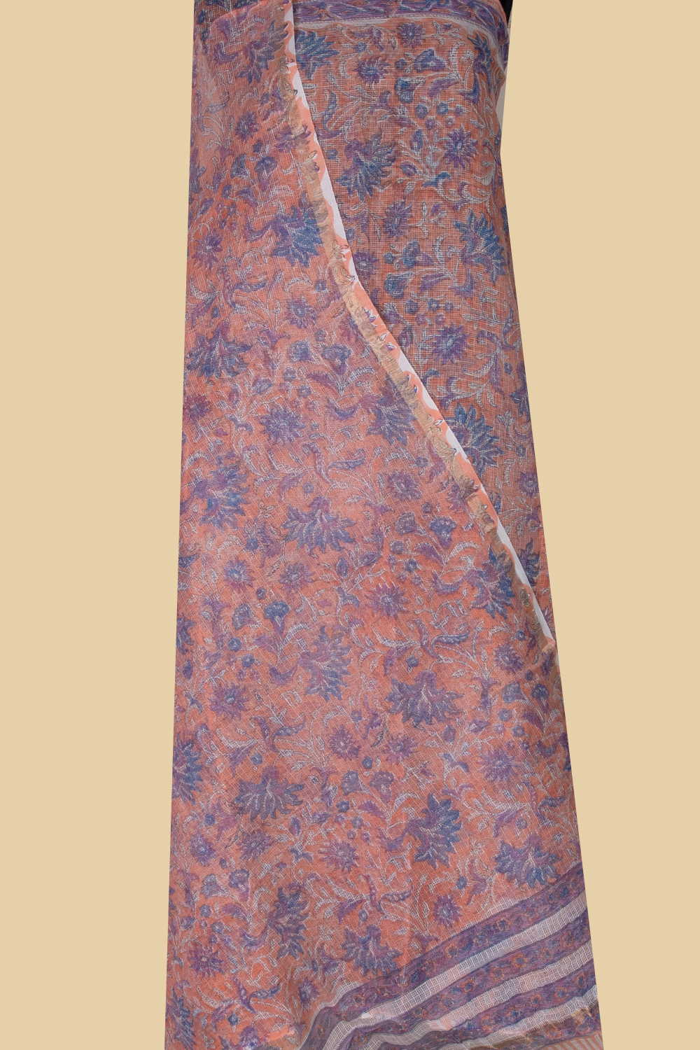 Parosal Peach Block Printed Kota Cotton Suit - Image 2