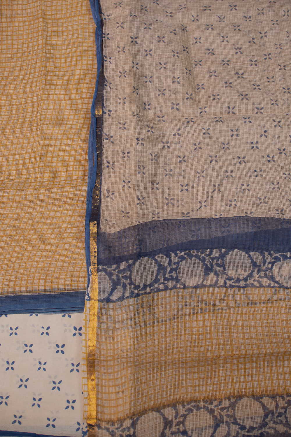 Yellow Block Printed Kota Cotton Suit - Image 2
