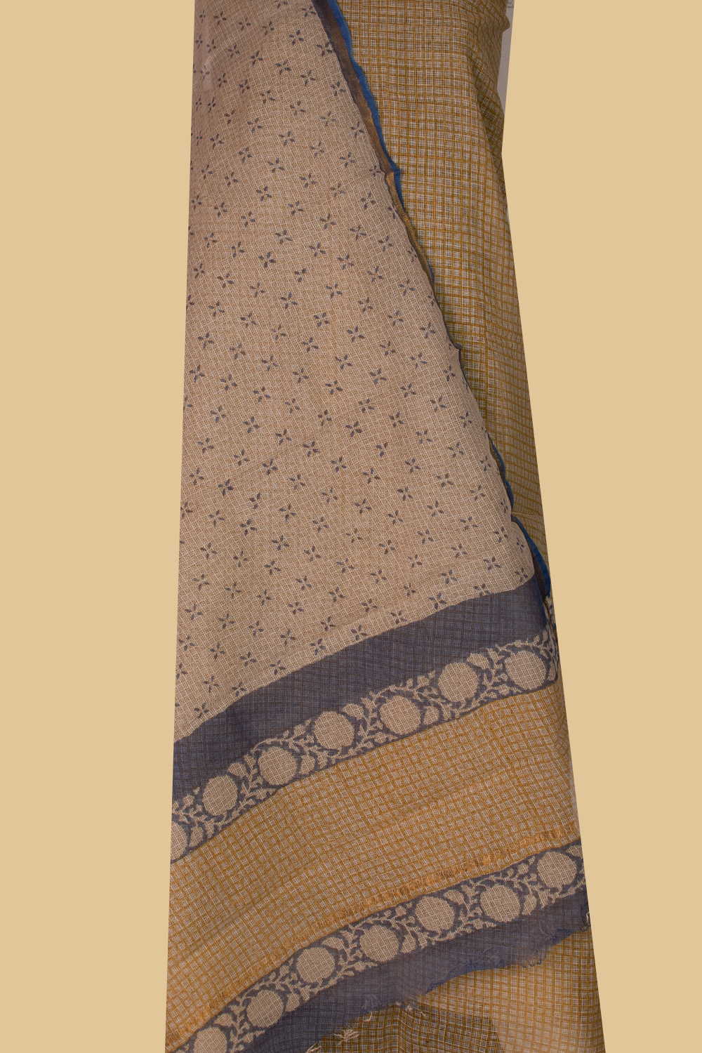 Yellow Block Printed Kota Cotton Suit - Image 3