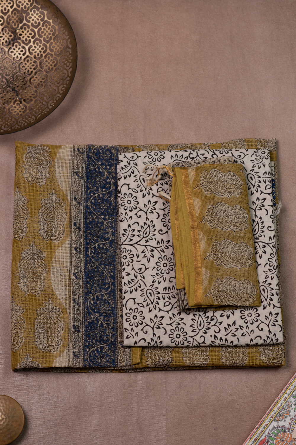Buttas on Yellow Block Printed Kota Cotton Suit