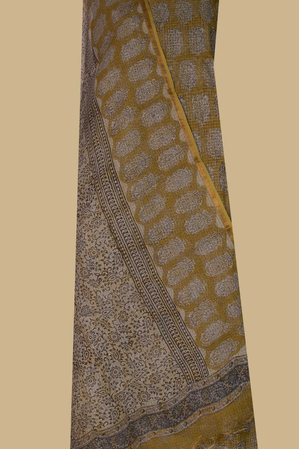 Buttas on Yellow Block Printed Kota Cotton Suit - Image 2
