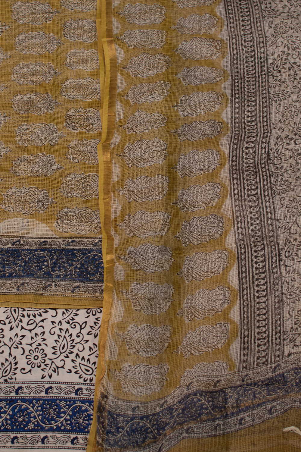 Buttas on Yellow Block Printed Kota Cotton Suit - Image 3