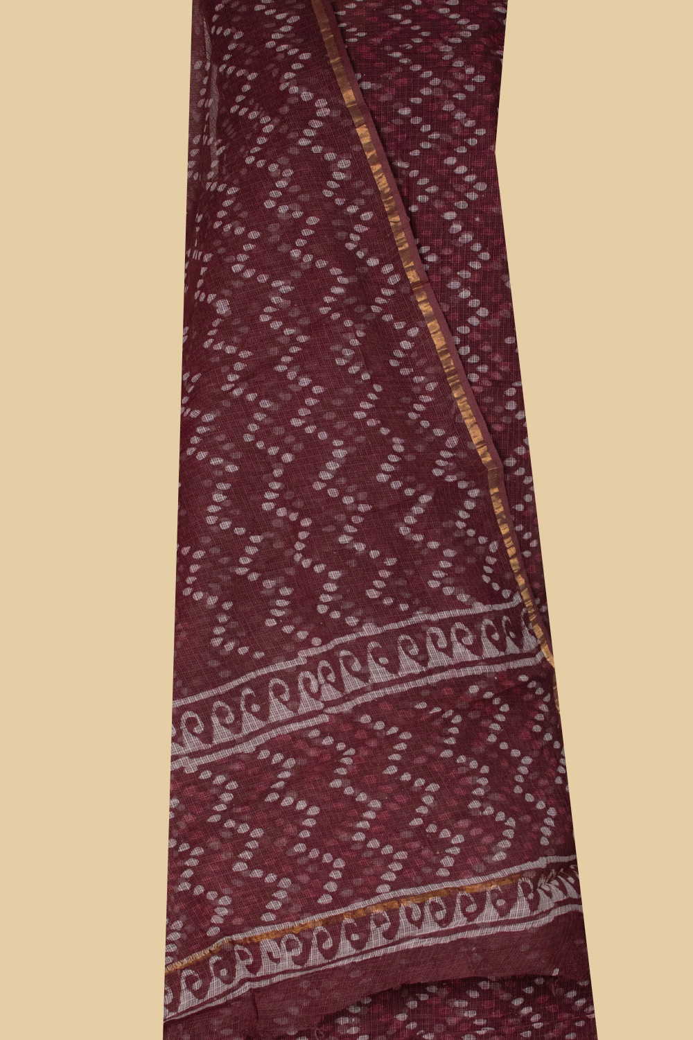 Sangria Maroon Block Printed Kota Cotton Suit - Image 2