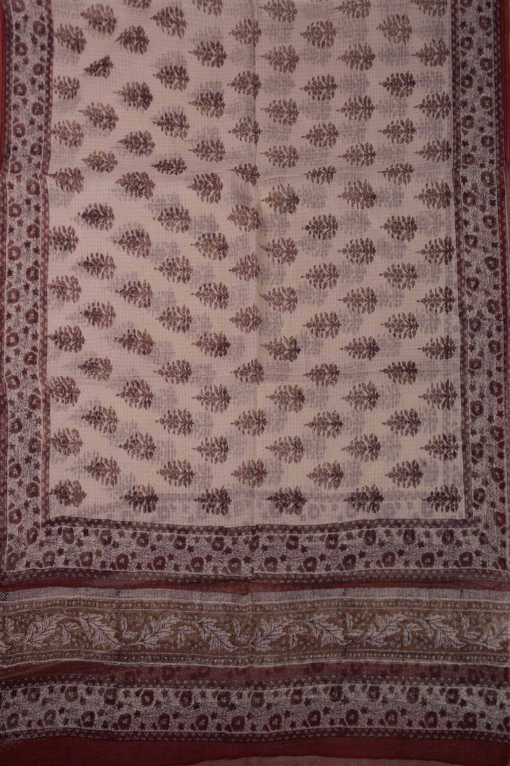 Maroon Buttas Block Printed Kota Cotton Dupatta - Image 3