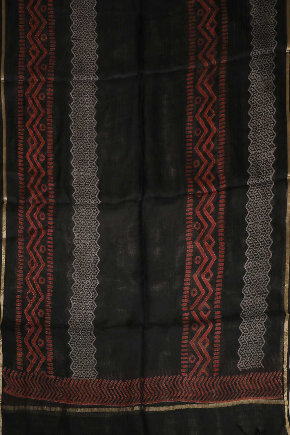 Spider Black Block Printed Kota Silk Dupatta - Image 3