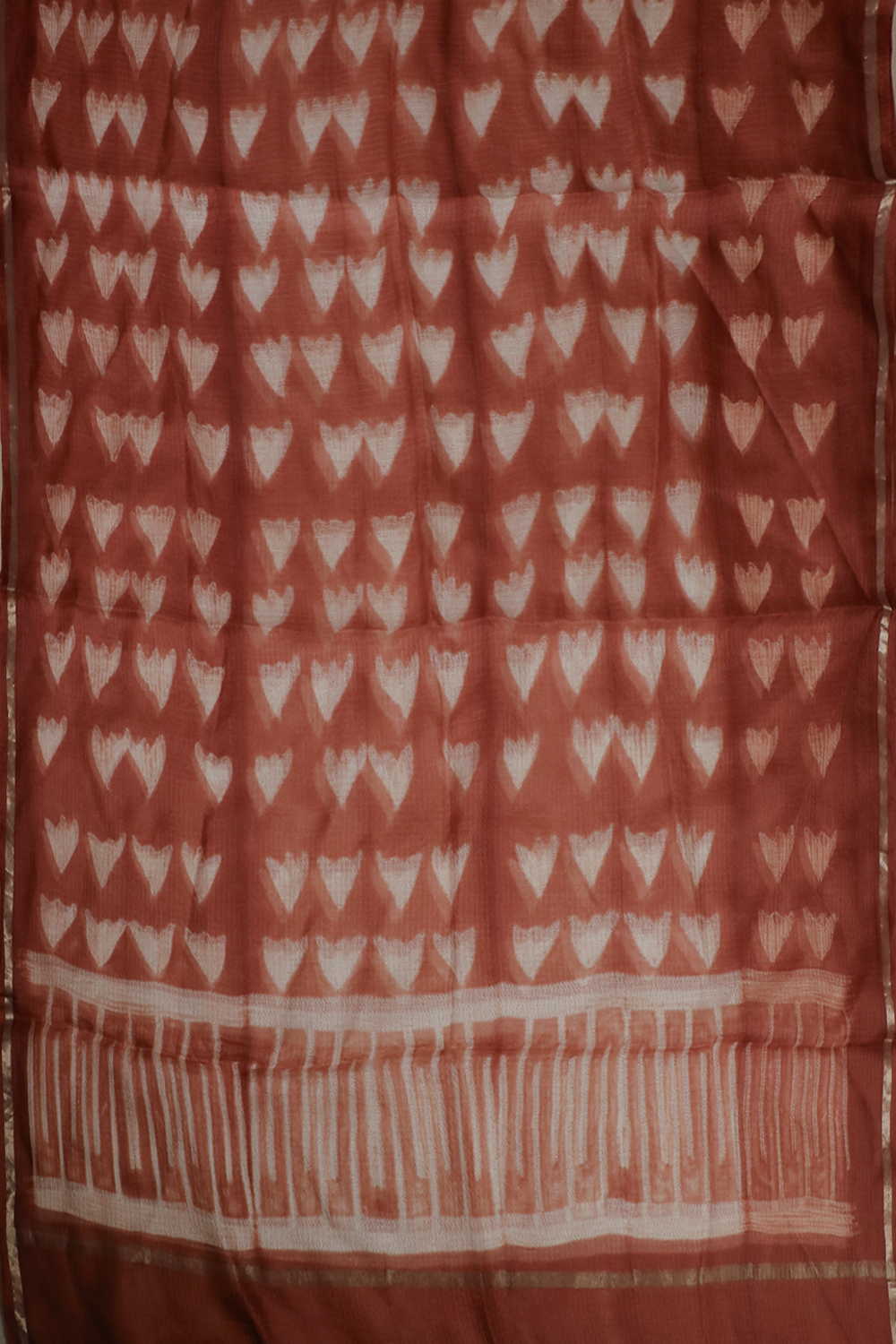 Cream Pattern Block Printed Kota Silk Dupatta - Image 3