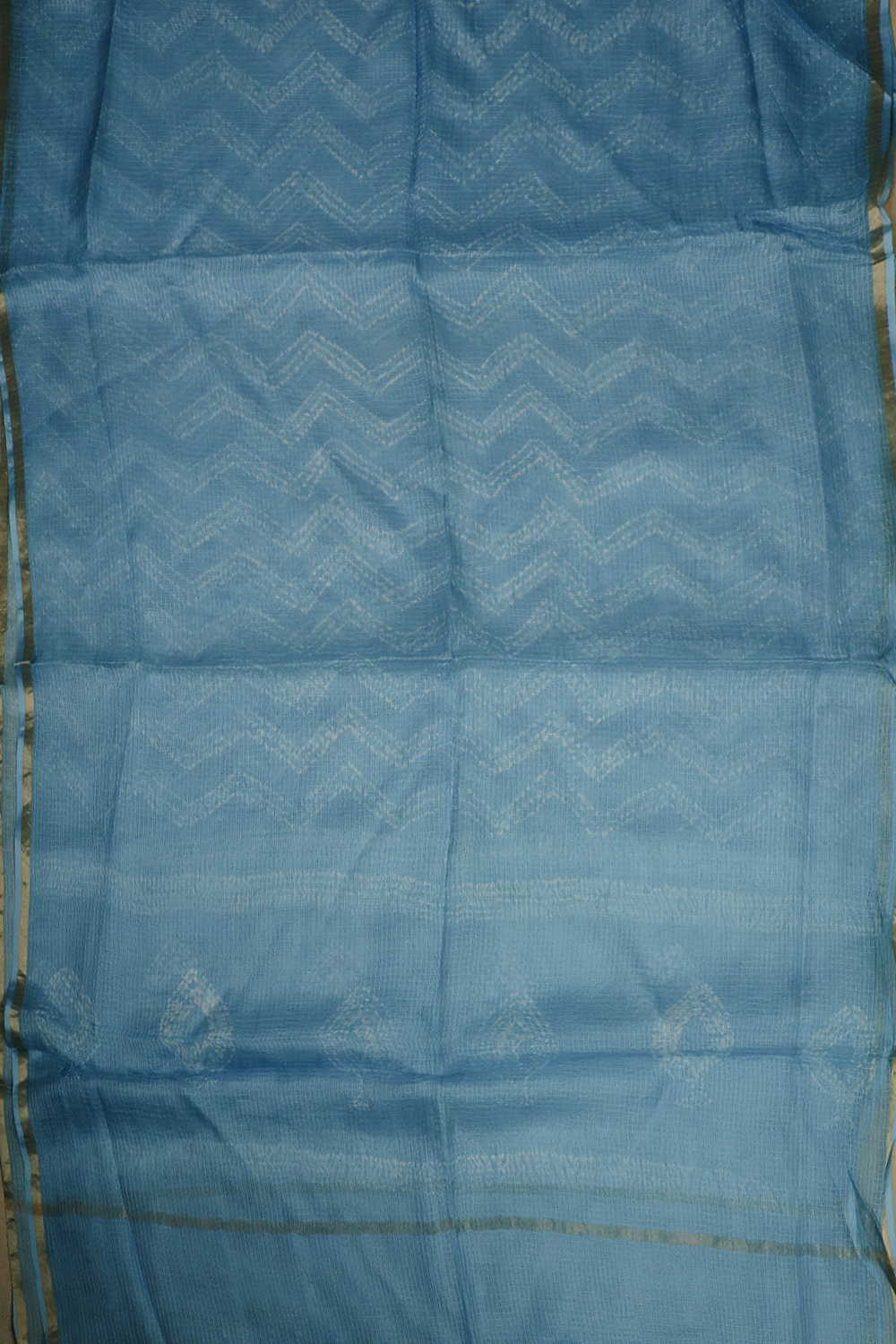 Azure Blue Block Printed Kota Silk Dupatta - Image 3
