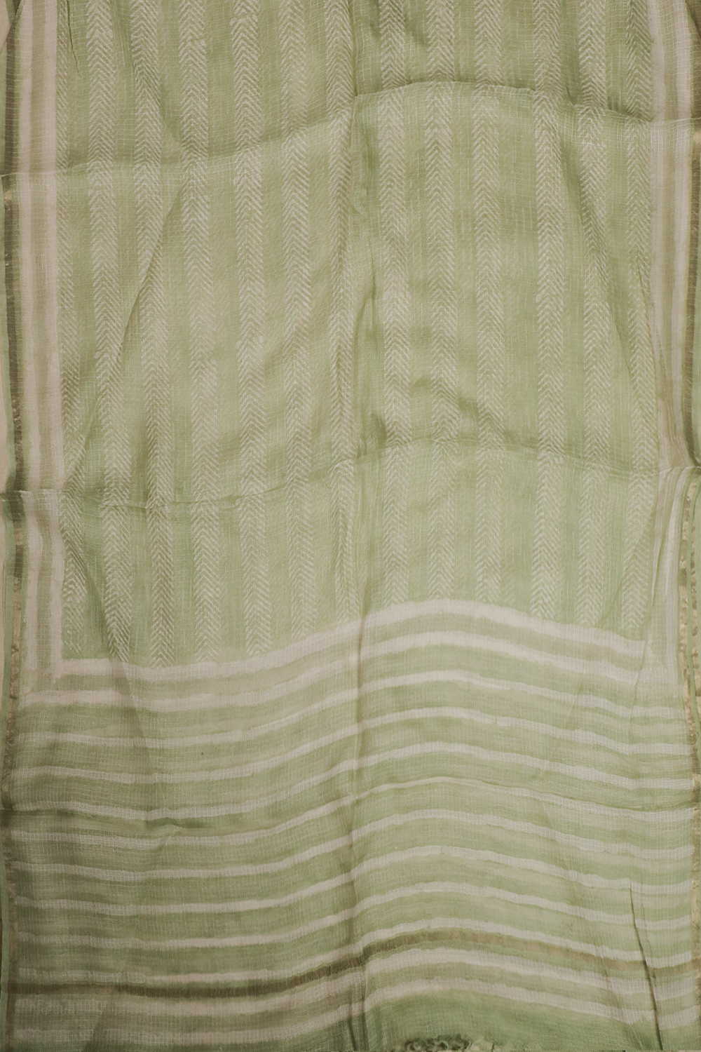 Light Green Block Printed Kota Silk Dupatta - Image 3