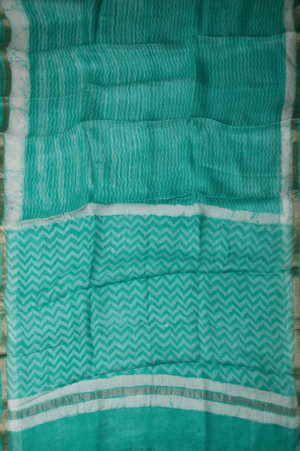 Brighter Green Block Printed Kota Silk saree - Image 2