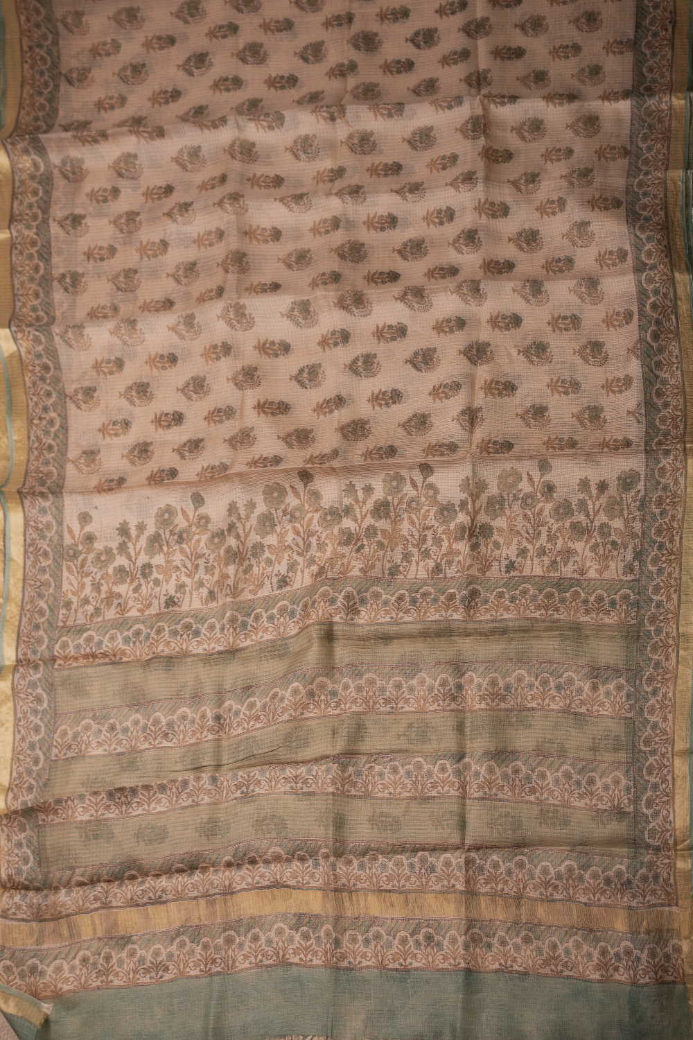Floral Butta Block Printed Kota Silk saree - Image 2