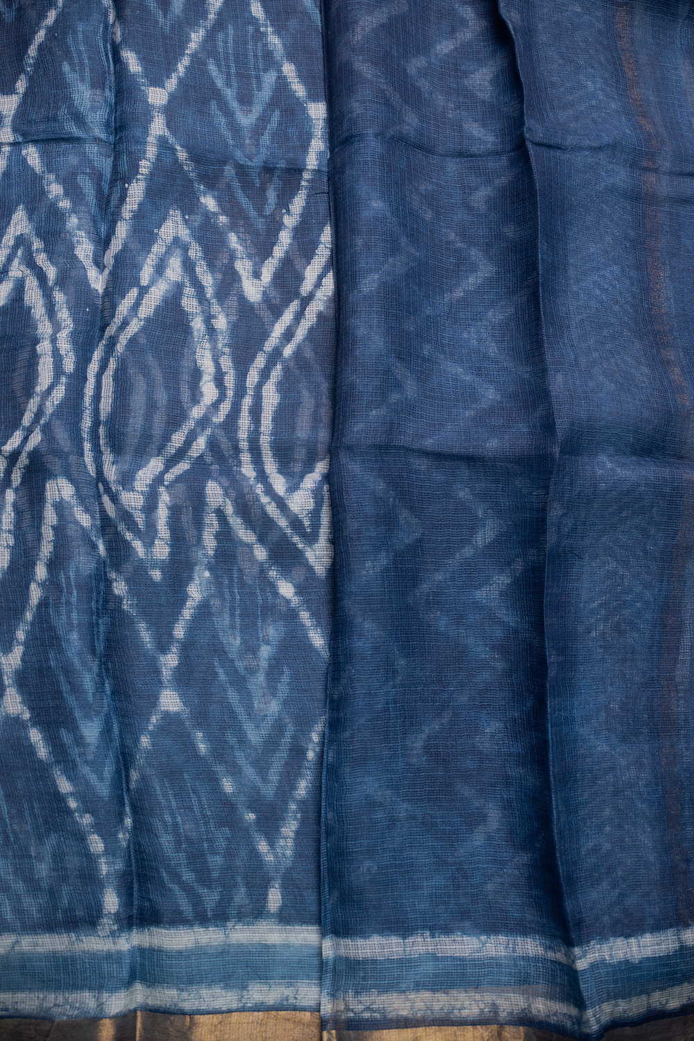 Indigo with Pattern Block Printed Kota Silk saree - Image 4