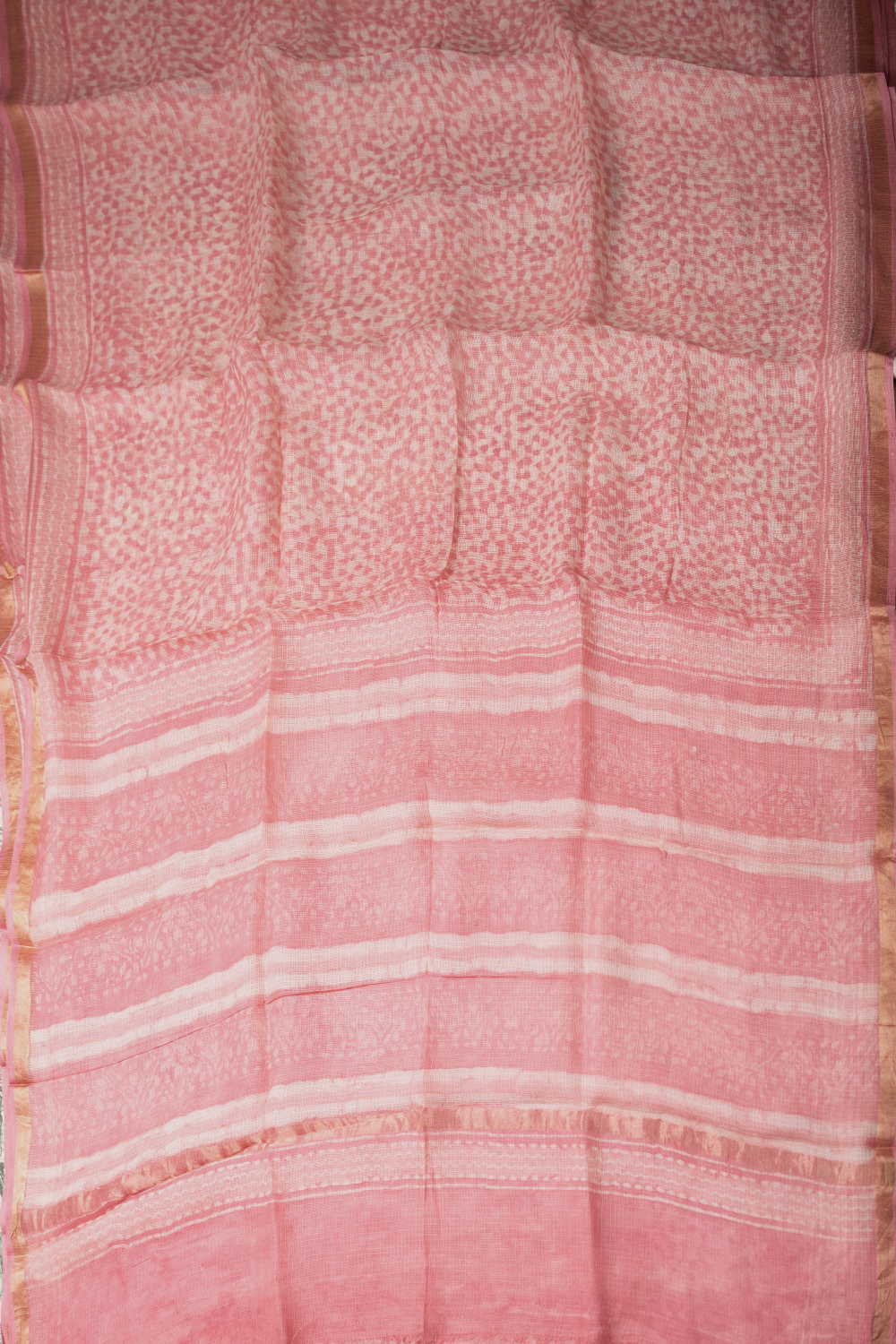 Light Pink Block Printed Kota Silk saree - Image 2