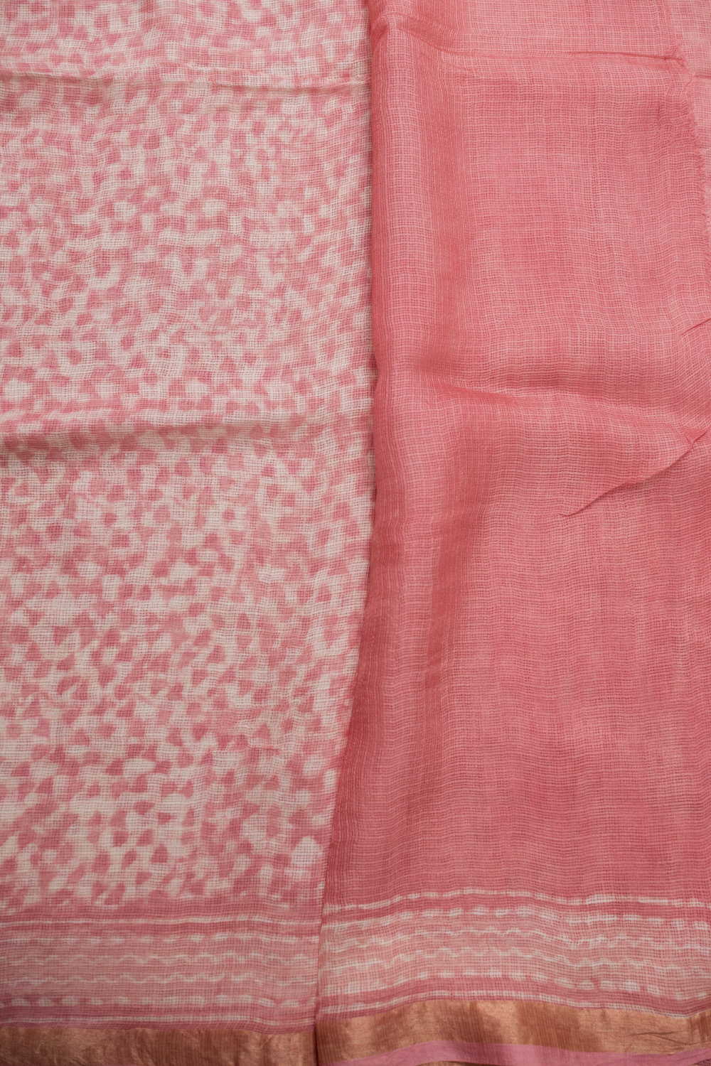 Light Pink Block Printed Kota Silk saree - Image 4