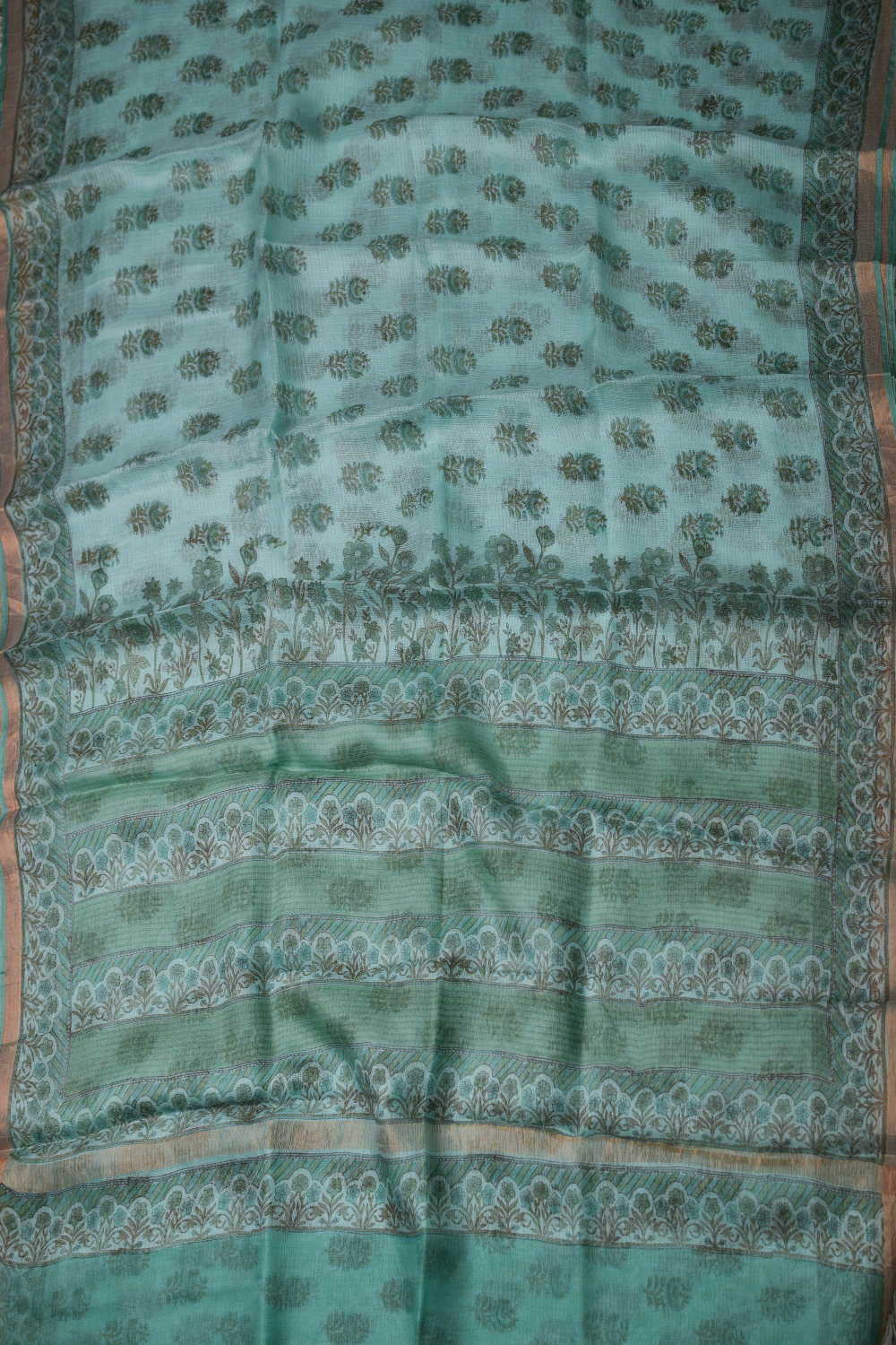 Butta Florets Block Printed Kota Silk saree - Image 2