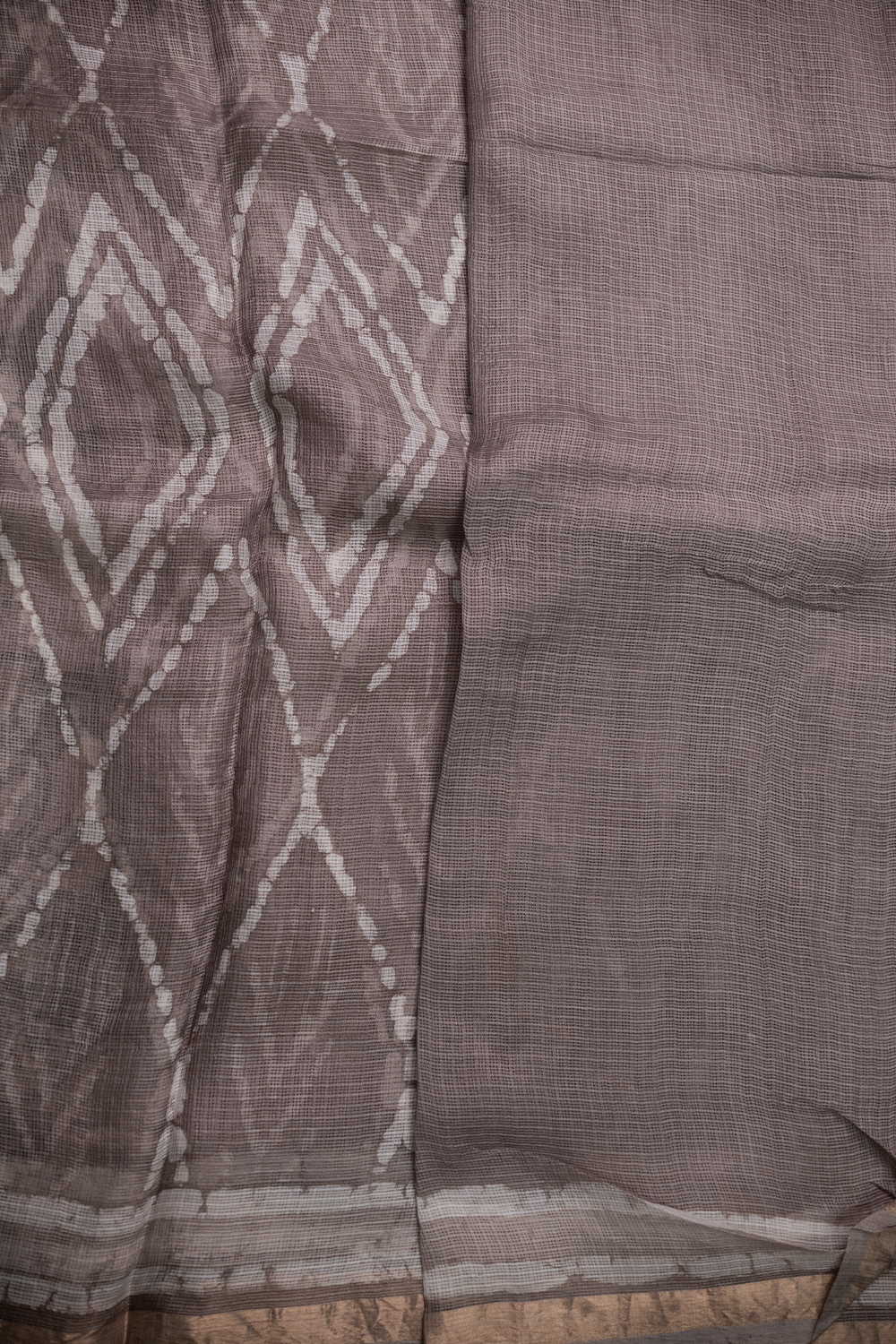 Light Grey Block Printed Kota Silk saree - Image 4