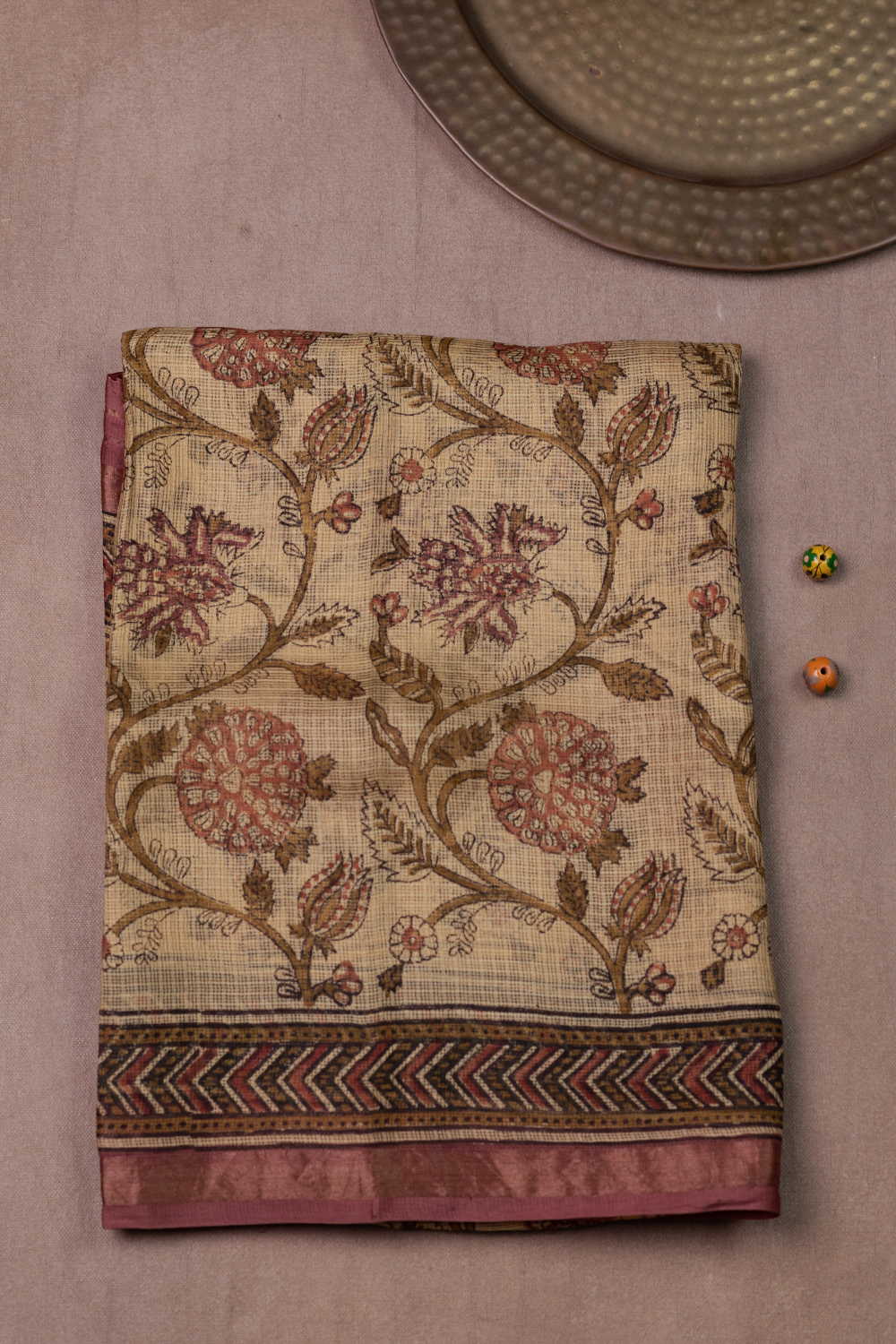 Floral Designs Block Printed Kota Silk saree