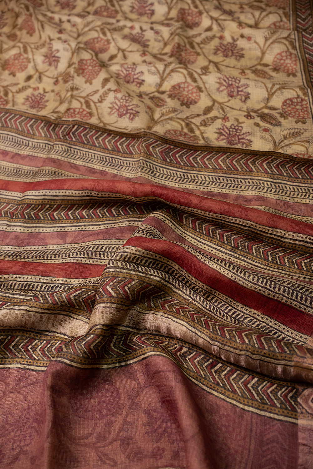 Floral Designs Block Printed Kota Silk saree - Image 3