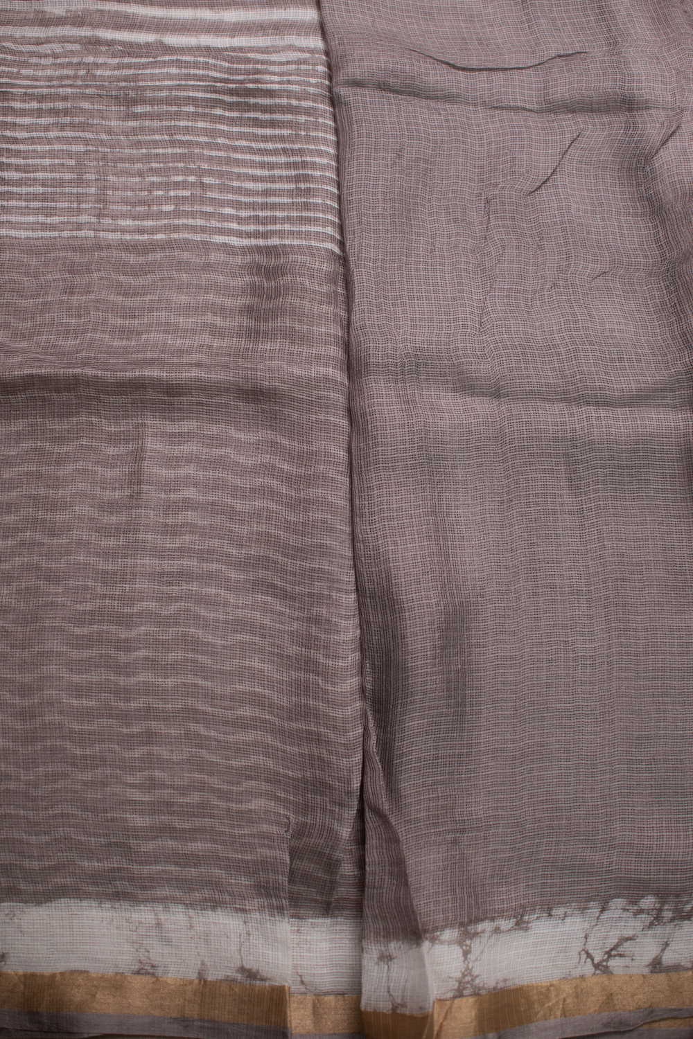 Light Grey Block Printed Kota Silk saree - Image 4
