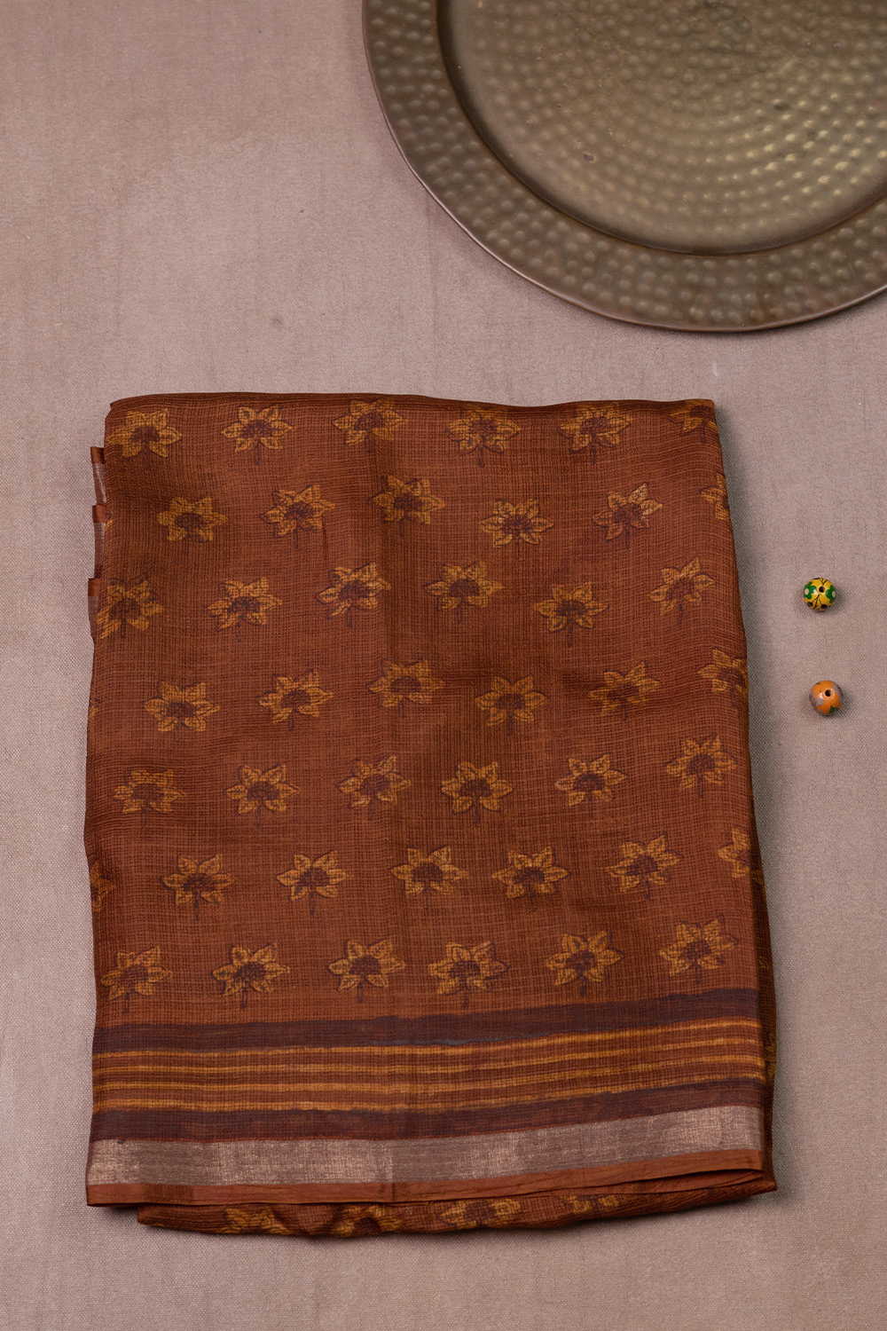 Lotus - Butta Block Printed Kota Silk saree
